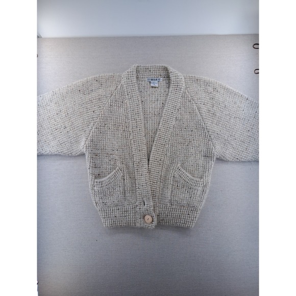 Segue Sweaters - Vtg Mohair Blend Cardigan Sweater Womens Large Natural Fuzzy Chunky Knit Baggy
